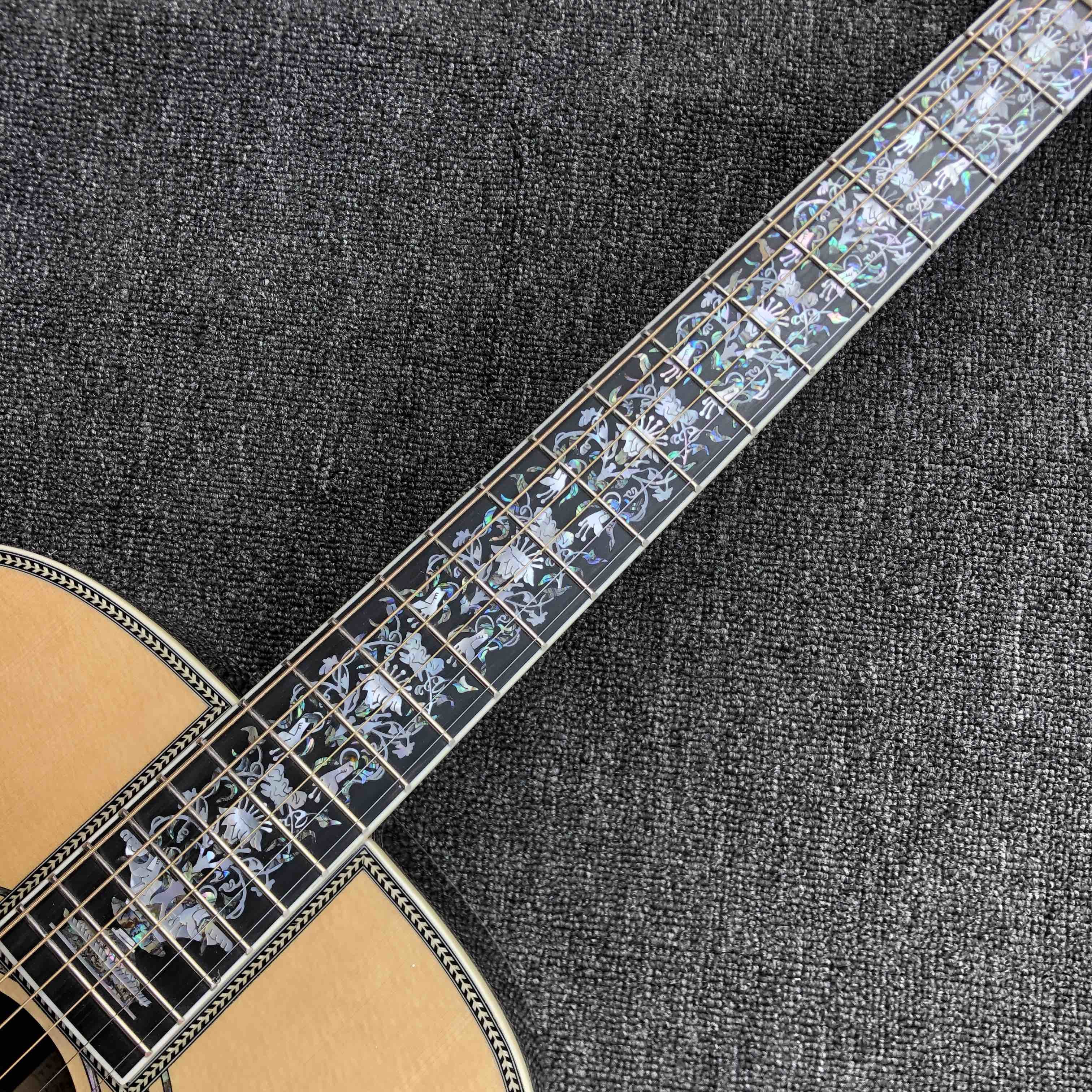 Custom AAAAA Handmade D100AA All Solid Wood Vintage D Dreadnought D100A Acoustic Guitar Deluxe Full Abalone Binding