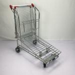 Foldable Warehouse Supermarket steel Q195 Double Layer Trolley