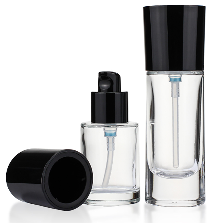Round Liquid Foundation Bottles Clear 30ml Airless Pump Bottle