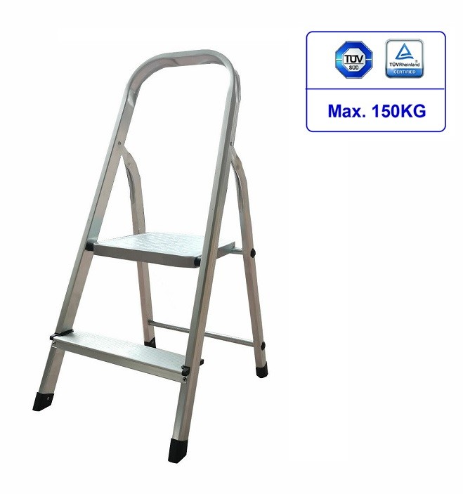 2 - Step Aluminum Step Ladder Extra Large Platform Aluminium Foot Stool