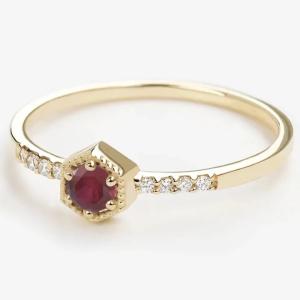 Quality Gift Sterling Silver Natural Ruby Hexagon Minimal Engagement Ring Dainty Unique wholesale
