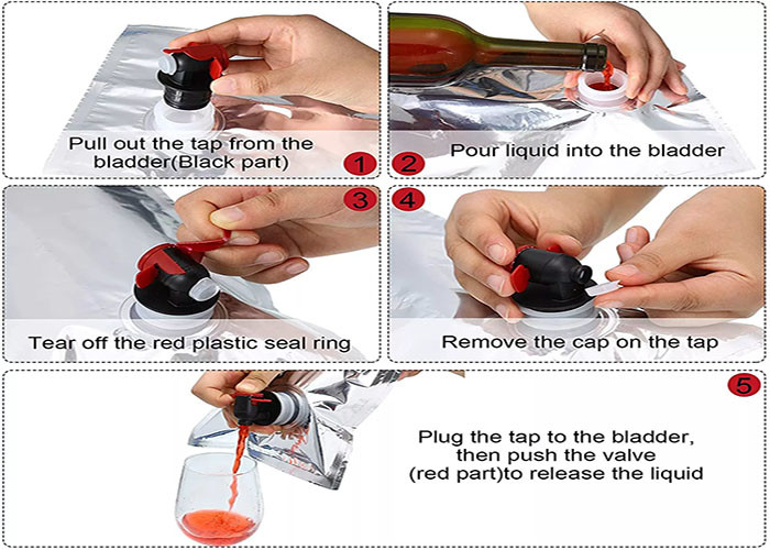 Gravure Printing Red Wine And Milk Bag In Box With Dispenser Aseptic