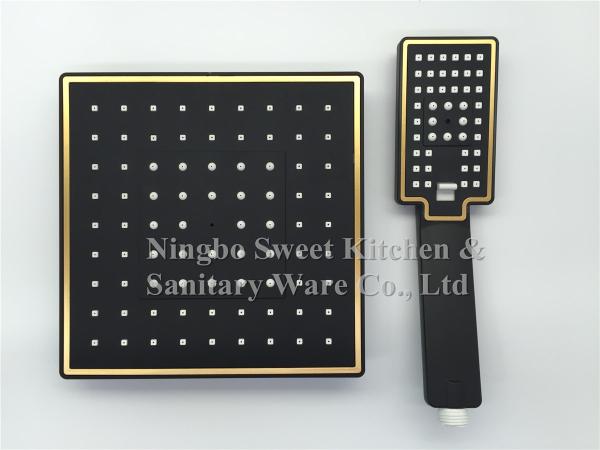 Rubber painting three fuctions all black surface frosted shower head hand shower