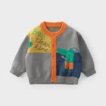 autumn and winter baby cotton yarn knitted cardigan crew collar sweater coat