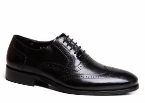 Quality Goodyear Mens Black Leather Brogues , Carved Handmade Men Business Casual Shoes wholesale