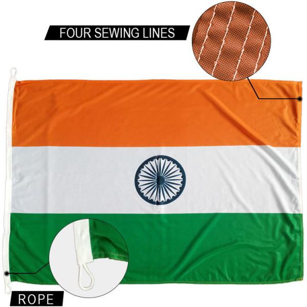 Customized Indoor Outdoor 3x5' India National Flag Knitted Polyester Rope And