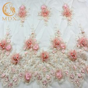 Quality Pure Handmade Flower Blush Pink Lace Fabric MDX 135cm Width Embroidered wholesale