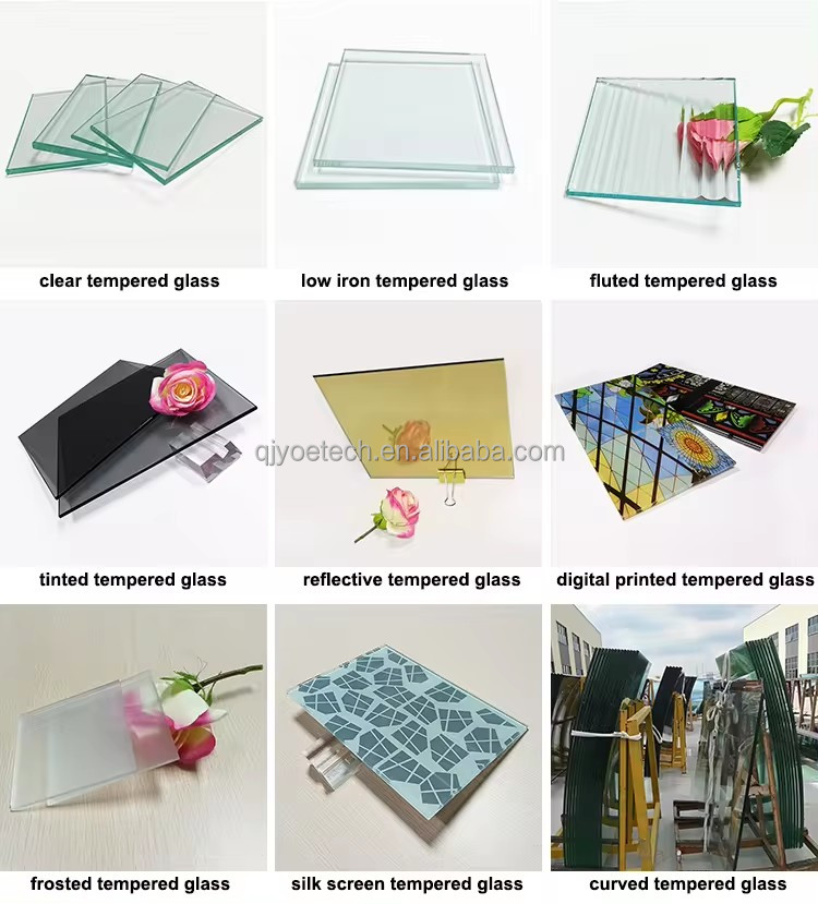 QJY20240308-01 Clear Tinted Float Curved Toughened Glass Fine Edge