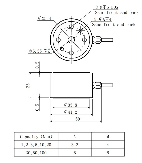 Aluminum Force Torque Sensor Stainless Steel 0.2% Static Torque Transducer