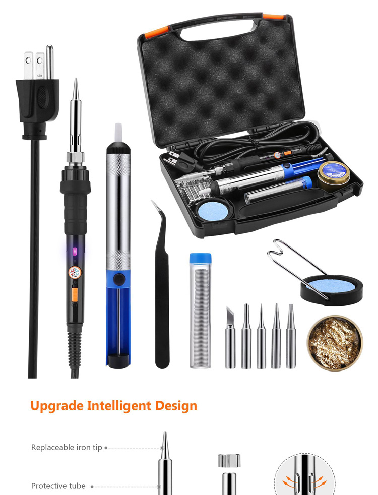 Household Tool Soldering Iron Kit / Set 11 in 1 60W 200 - 450℃ Green K019