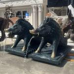 Bronze Life Size Boar Statues Fountains Metal Wild Pig Spitting Water Fountain