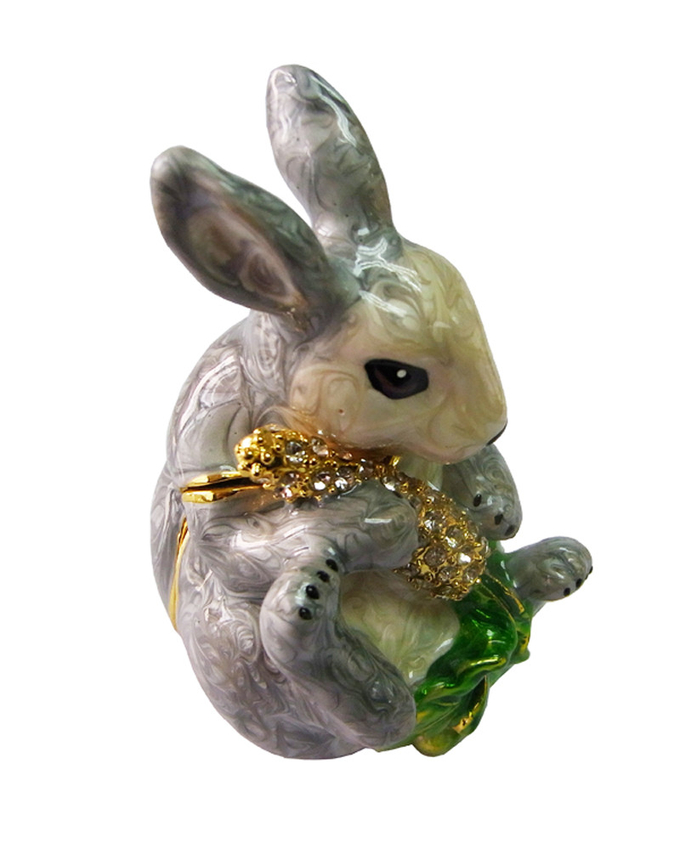 Rabbit Bejeweled Trinket Box Necklace Ring Holder Rabbit Figurine Hinged Rabbit Jewelry Box Rabbit Easter Gift