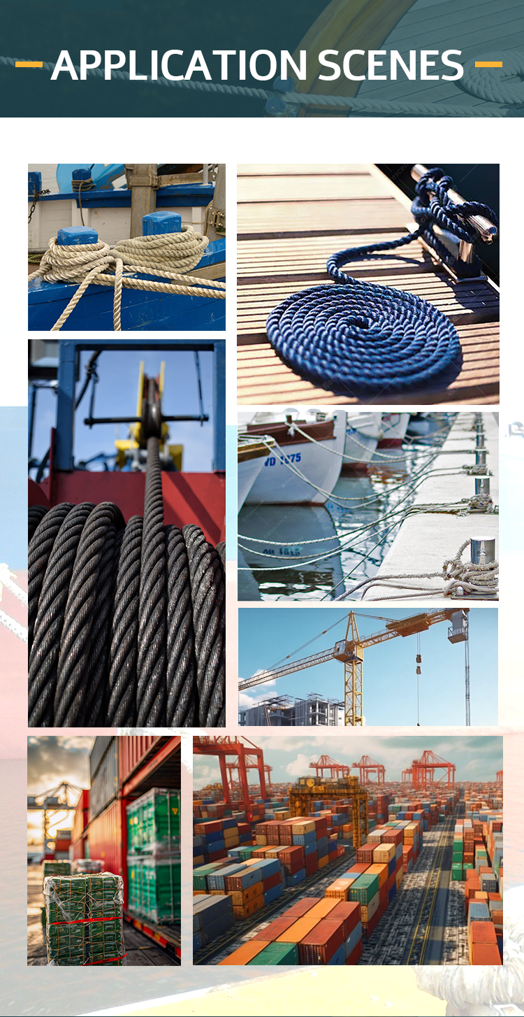 Marine Nylon Polyester 3 Strand Twisted Fishing Rope With Thimble Or Splice For Yacht