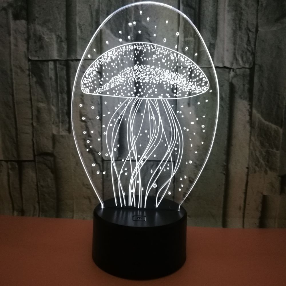OEM ocean animal fish Jellyfish 3D night light colorful LED visual light gift atmosphere 3D table lamp