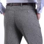 Drawstring Closure Men's Chinos Pants Trousers in Slim Fit Cotton Linen Plaid
