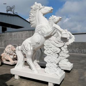 Quality Large White Marble Horse Statue Stone Garden Animals Sculpture wholesale