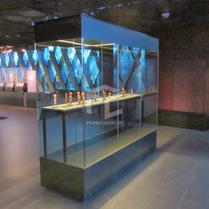 Quality T4 LED Wooden Exhibition Show Case Monomer Design Museum Display Cabinets wholesale