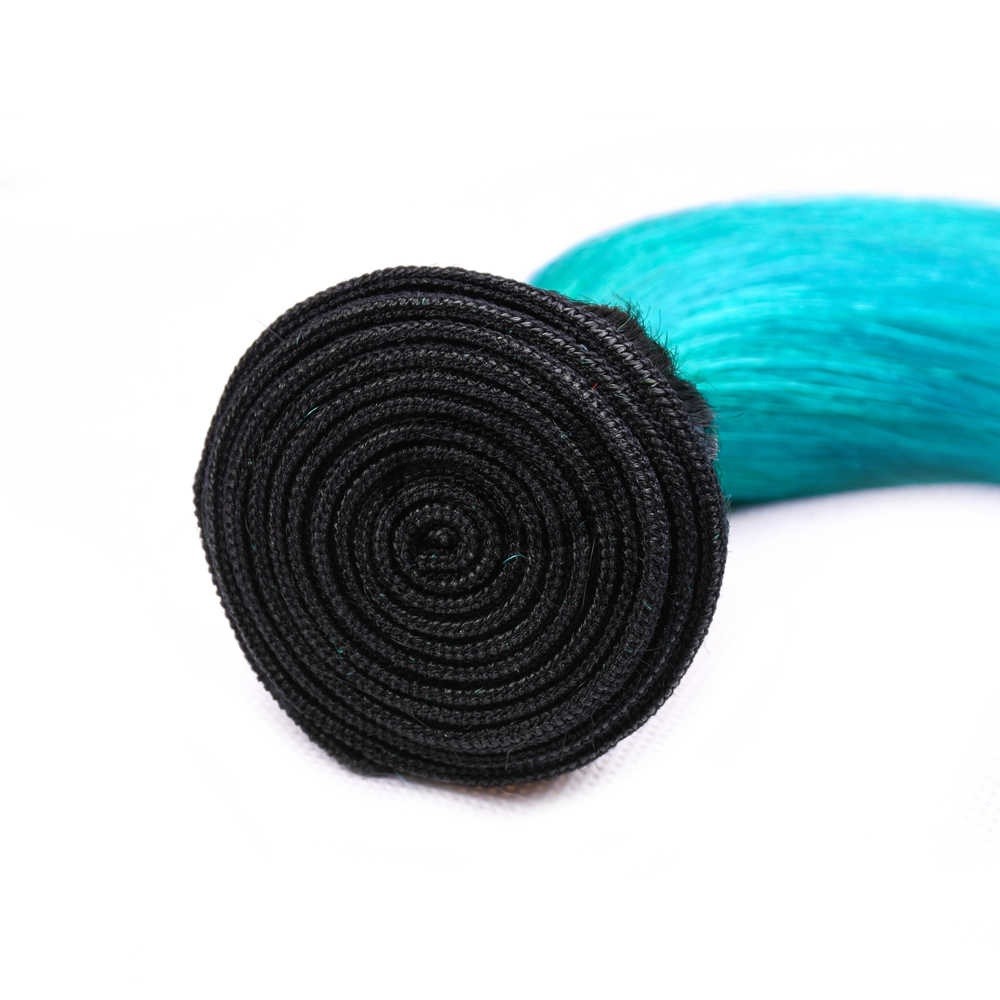 #T1B/Light Blue/Yellow Straight Remy Human Hair Bundles Sew In Weave Bundles Brazilian Bundle Deals