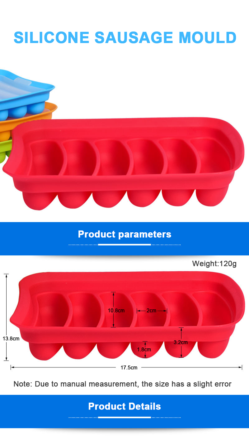 Meat sausage ham box silicone 6 hot dog box homemade DIY sausage mold baby food supplement cake baking mold