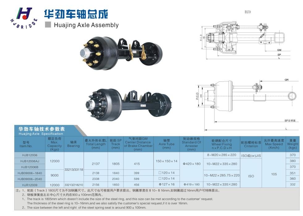 Huajing axles assembly