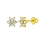 5MM 18k Gold Plated Flower Baby Earrings Perfect Gift for Kids in 925 Sterling