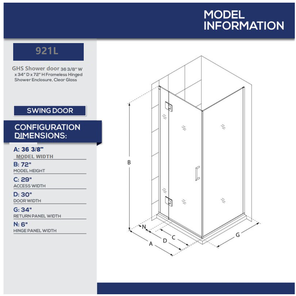 Semi Frame Hinged Shower Enclosure Unidoor Double door