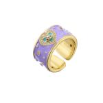 Adjustable Dripping Oil Rings 18 Karat Gold Cubic Zirconia Ring CZ Evil Eye Love