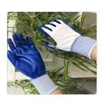 Electromobile And Bicycle Maintenance White Polyester Knit Blue Nitrile Gloves
