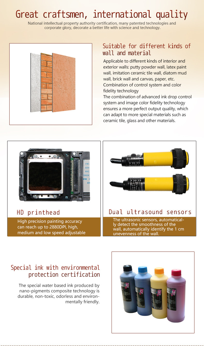 380W Dual 4 Colors Direct Wall Printing Machine , 3d Printer For Wall Painting