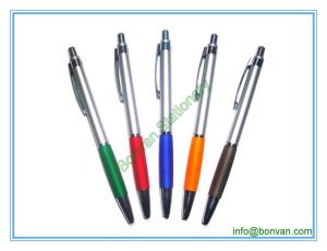 Quality silver barrel plastic ball point pen,silver lacquer barrel ballpen wholesale
