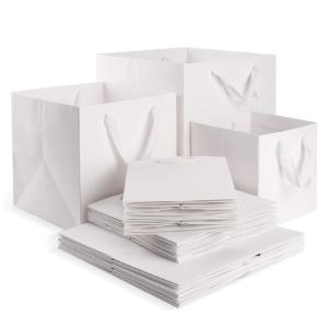 Quality Foldable Strong White Flat Bottom Costume Clothing Jewelry Gift Shopping Cardboard Box Paper Bags wholesale
