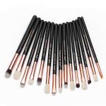 Jessup 15pcs Black/Rose gold Wood Handle Eyeshadow Eyebrow Shader Makeup Brush