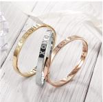 5mm Width XOXO Alphabet Gold Rhinestone Bracelet Stainless Steel Snap Bangle