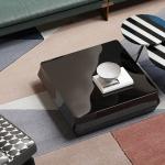 Steel Metal Tempered Glass Office Coffee Table Square Shape