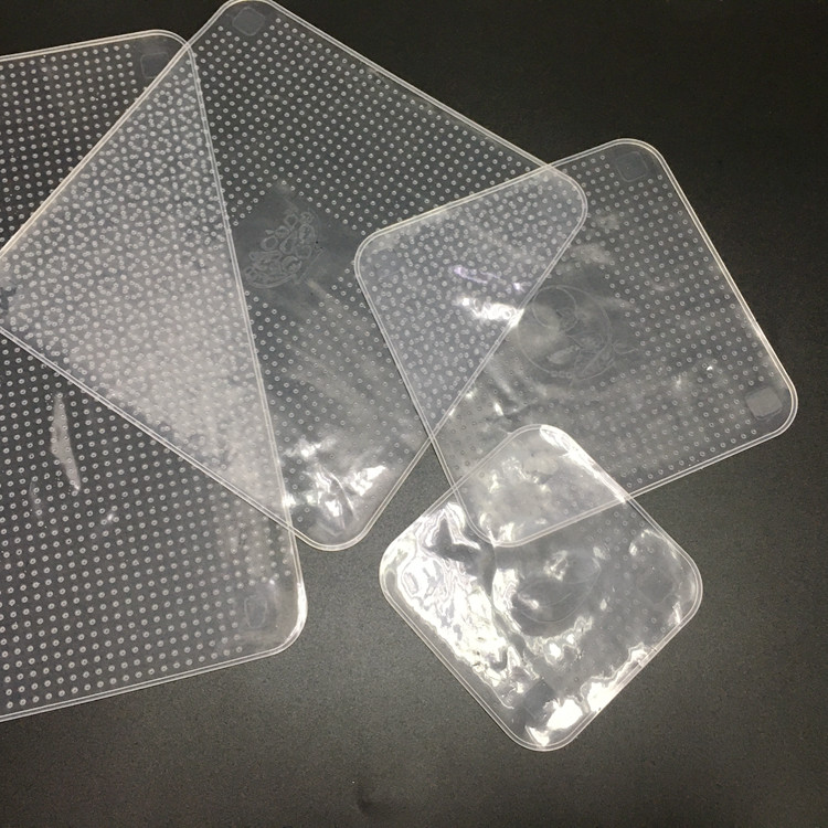 4 Sets Silicone Suction Lids And Food Covers Transparent Kitchen Tool Customized Logo