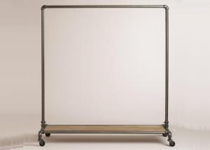 Quality Flooring Standing Store Apparel Display Stands , Movable Clothes Rack On Wheels wholesale
