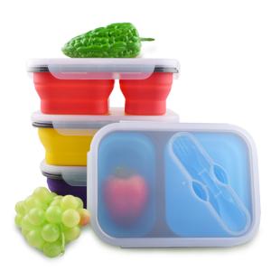 Quality 2 Compartment Lunch Box Silicone Household Products Collapsible Lunch Containers wholesale
