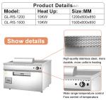 Gas Teppanyaki Cooking Equipment 10kw LPG 2800Pa Heavy Duty Japanese Griddle