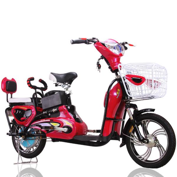 16" Red 350W Adult Electric Bike Electric Powered Bicycle 35Km-45Km Distance
