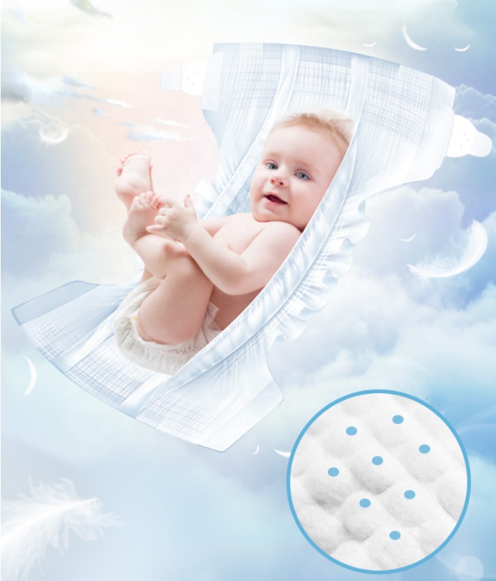 50pcs/bag B Grade Disposable Baby Diaper Stock Lot with Green ADL in Transparent Bag