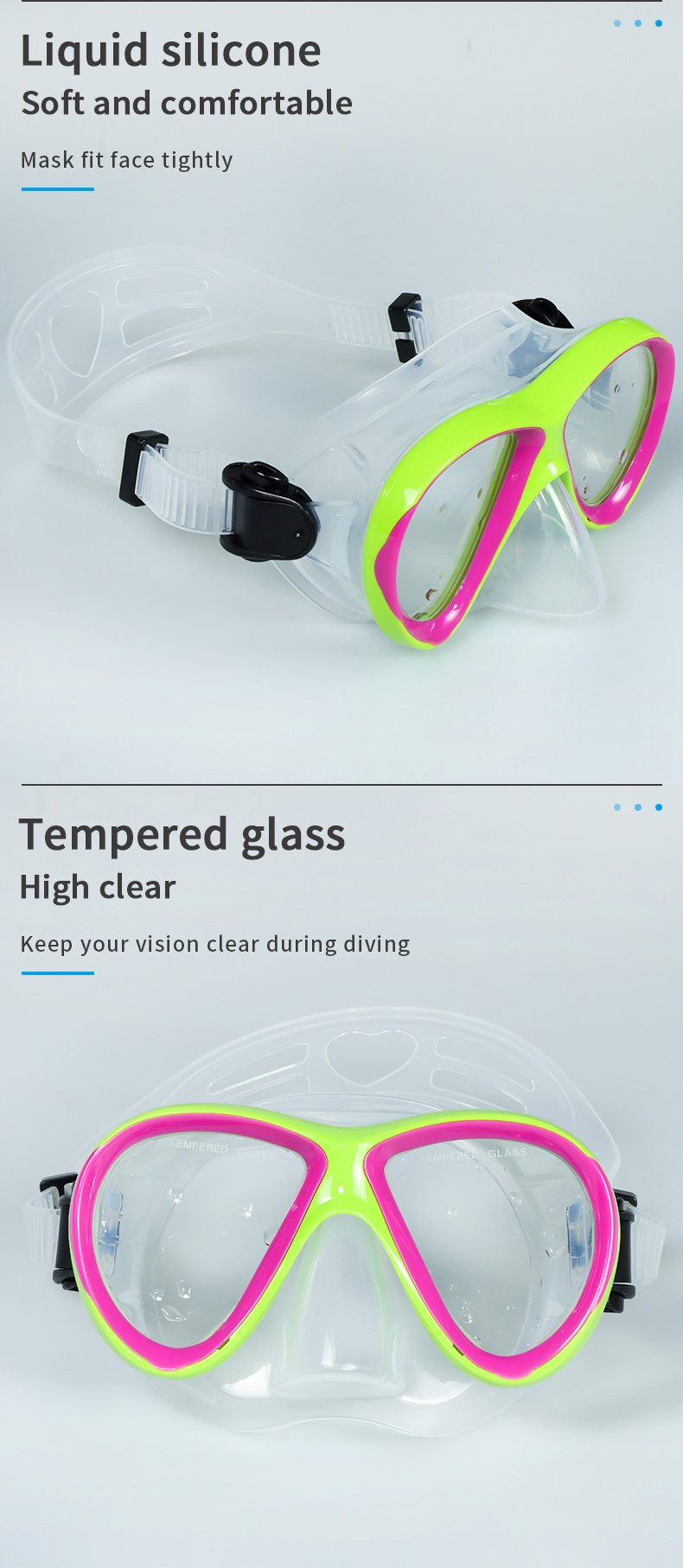 Kids Freediving Pink Dive Mask Low Volume Tempered Glass Lens