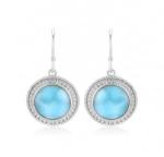 Natural Gem Larimar Silver Jewelry Sea Animal Dangle Earrings