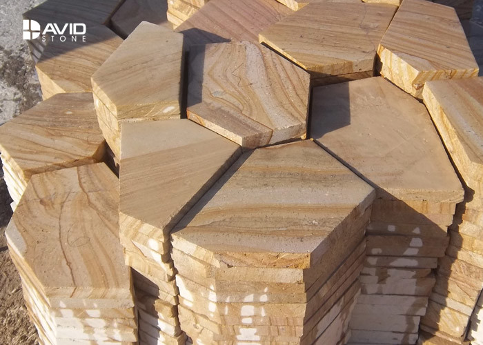 Yellow Sandstone Stone Cladding Tiles Moisture Absorption elegant decor