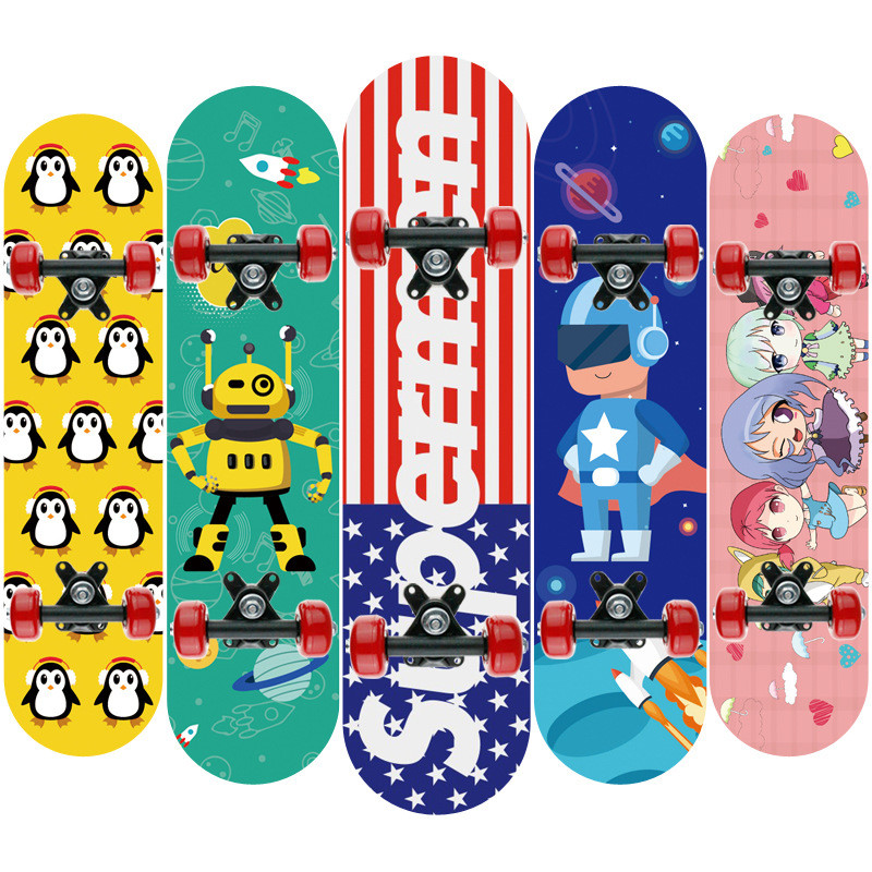 Wooden Promotional Colorful Children Skateboard Logo Customized