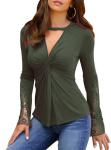 Small Batch Clothing Manufacturers Women'S Casual V - Neck Lace Twisted Long