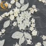 Tulle 3D White Flower Lace 80% Nylon Embroidery For Wedding