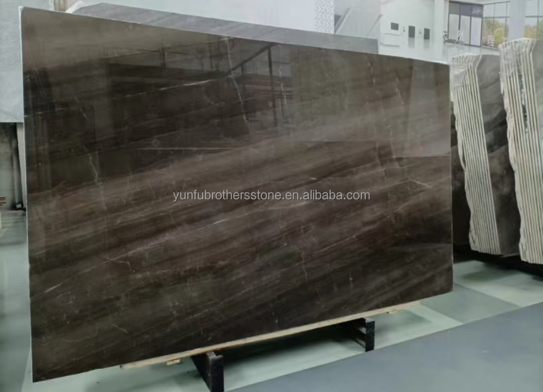 Hotel Interior Decoration 45 Degree Grey Marble Big Slab and Italian Glazed Materials