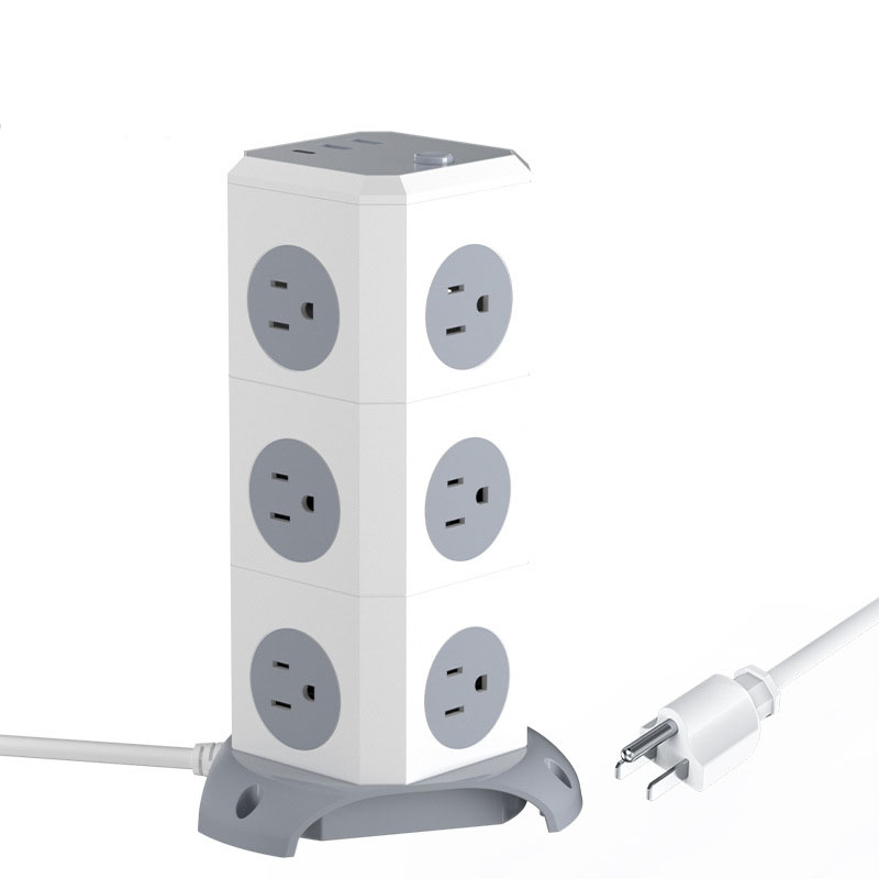 Customized Universal Multi Plug Tower Power Strip with USB Port and 1.8M Extension Cord