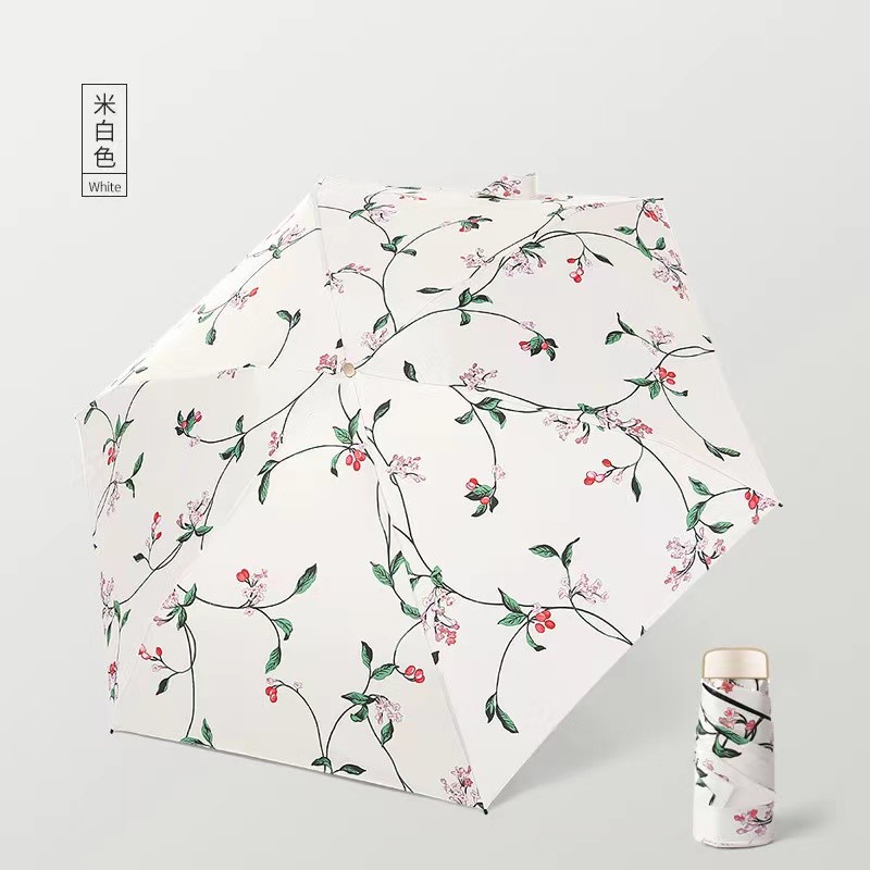Super Mini 19 Inch 5 Fold Umbrella Ultralow Light Sunblock UV Pocket Mini Umbrella