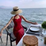 Backless Halter Neck Split Womens Vacation Dresses